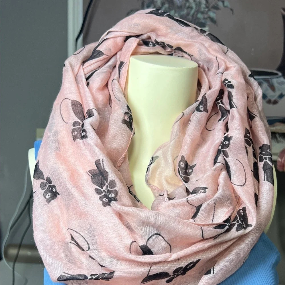 Rue21 Pink and Black Floral Scarf